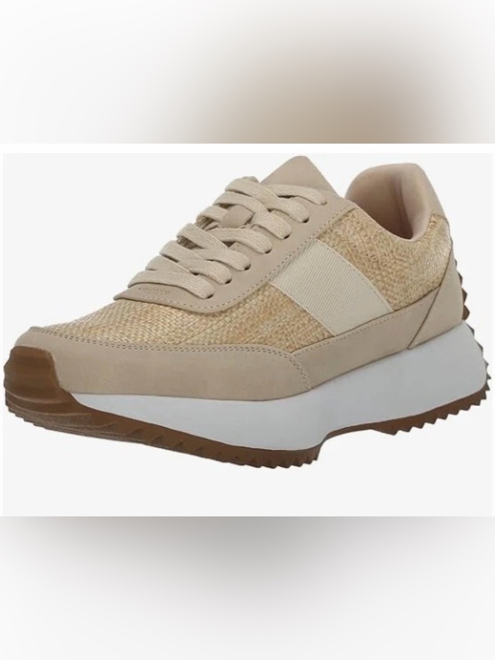 DV Dolce Vita Beige Platform Sneakers Womens 8.5 Raffia Woven Summer Neutral